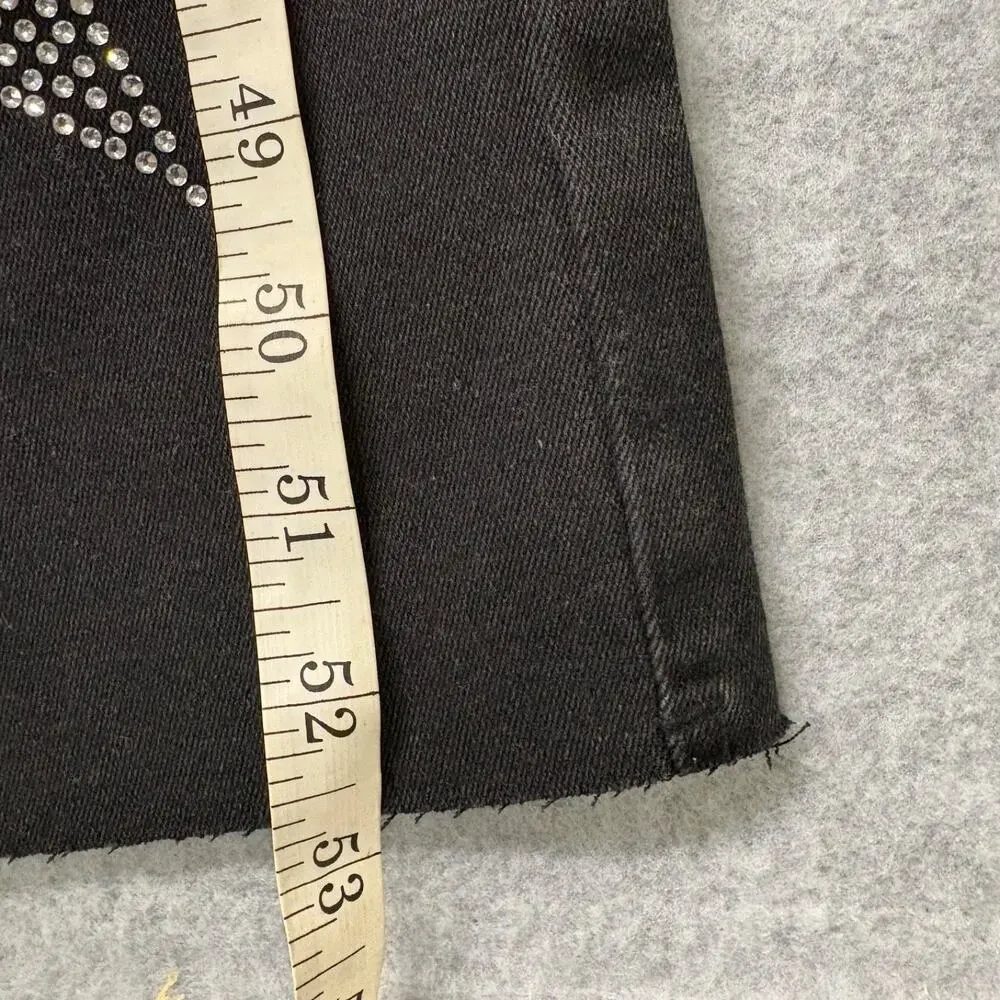 Rockstar Original Stargirl Super Stacked Flare Jeans Black Rhinestone XL NWT